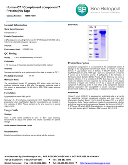 Human C7 / Complement Component 7 Protein (His Tag)