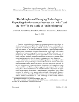 The Metaphors of Emerging Technologies: Unpacking the Disconnects Between the “What” and the “How” in the World of “Online Shopping”