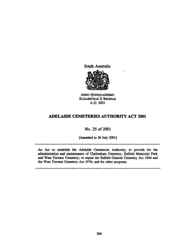 ADELAIDE CEMETERIES AUTHORITY ACT 2001 No. 25 of 2001