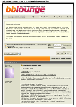 Debbie Mybroadband Proposes to Sue