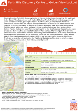 Perth Hills Discovery Centre to Golden View Lookout