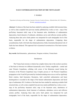 Fault Controlled Evolution of the Vienna Basin