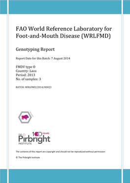 FAO World Reference Laboratory for Foot-And-Mouth Disease (WRLFMD)