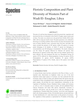 SPECIES L RESEARCH ARTICLE