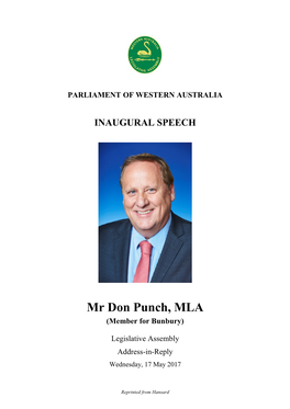 Mr Don Punch, MLA (Member for Bunbury)