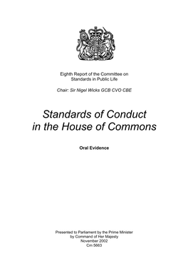 Standards of Conduct in the House of Commons