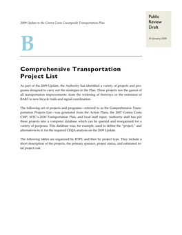 Comprehensive Transportation Project List