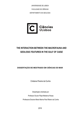 The Interaction Between the Macrofauna and Geologic Features in the Gulf of Cadiz