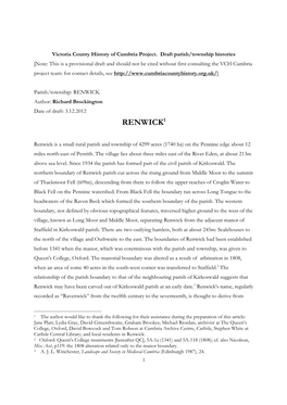 RENWICK Author: Richard Brockington Date of Draft: 3.12.2012 RENWICK 1