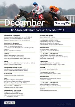 GB & Ireland Feature Races in December 2019