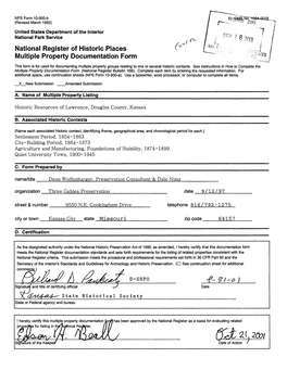 National Register of Historic Places Multiple Property Documentation Form