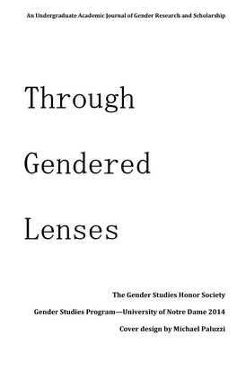 Through Gendered Lenses Marks Its Fifth Year of Highlighting Gender Scholarship at the University of Notre Dame