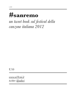 Sanremo Un Tweet Book Sul Festival Della Canzone Italiana 2012