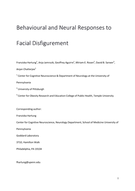 Behavioural and Neural Responses to Facial Disfigurement