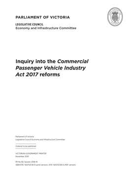 Inquiry Into the Commercial Passenger Vehicle Industry Act 2017 Reforms