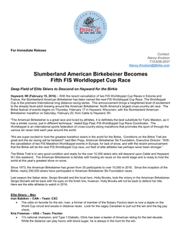 Slumberland American Birkebeiner Becomes Fifth FIS Worldloppet Cup Race