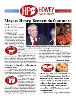 Mayors Henry, Bennett Do Four More GOP Picks up 70 City Halls, Dems Make Suburban Gains by BRIAN A