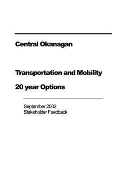 Transportation 20 Year Options Stakeholder Input 2002