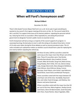 When Will Ford's Honeymoon End?