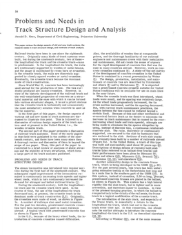 Problems and Needs in Track Structure Design and Analysis Ai:Nold D