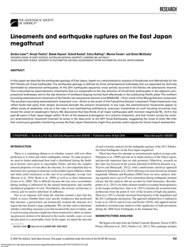 RESEARCH Lineaments and Earthquake Ruptures on the East