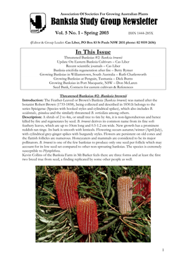 Banksia Study Group Newsletter