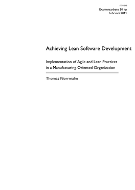 Achieving Lean Software Development