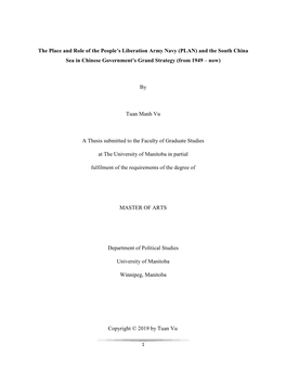 (PLAN) and the South China Sea in Chinese Government's Grand Strateg