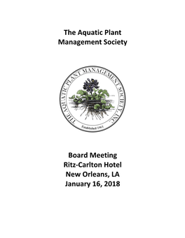 The Aquatic Plant Management Society Board Meeting Ritz-Carlton