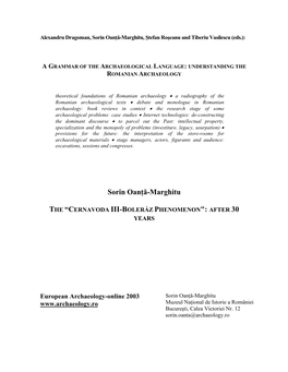 Sorin Oanţă-Marghitu, Ştefan Roşeanu and Tiberiu Vasilescu (Eds.)