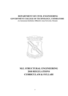 M.E. Structural Engineering 2018 Regulations Curriculam & Syllabi