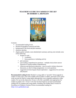 Teacher's Guide to Farmer in the Sky by Robert A. Heinlein