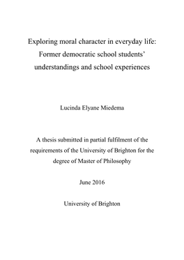 Exploring Former Democratic School Students' Moral Character in Everyday Life