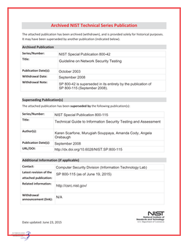 Guideline on Network Security Testing