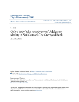 Adolescent Identity in Neil Gaiman's the Graveyard Book