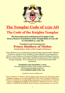 The Templar Code of 1150 AD