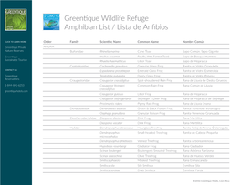 Greentique Wildlife Refuge Amphibians List