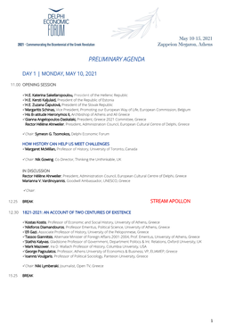 Preliminary Agenda