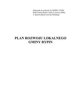 Plan Rozwoju Lokalnego Gminy Rypin