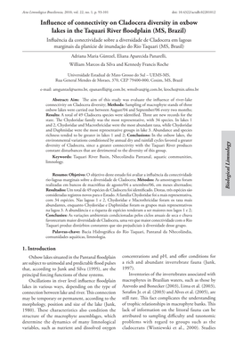 Influence of Connectivity on Cladocera Diversity in Oxbow Lakes in The