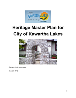 Heritage Master Plan for City of Kawartha Lakes