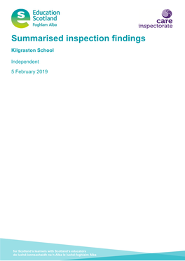 Kilgraston School Summarised Inspection Findings 05/02/19