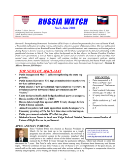 RUSSIA WATCH No.1, June 2000 Graham T