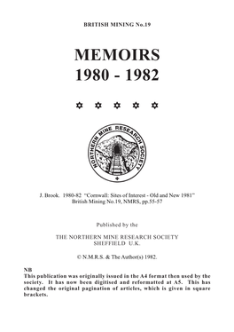 Cornwall: Sites of Interest - Old and New 1981” British Mining No.19, NMRS, Pp.55-57