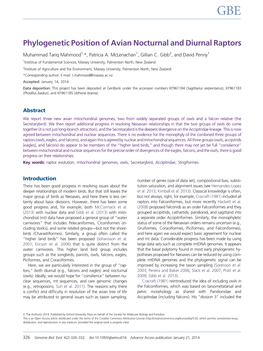 Phylogenetic Position of Avian Nocturnal and Diurnal Raptors