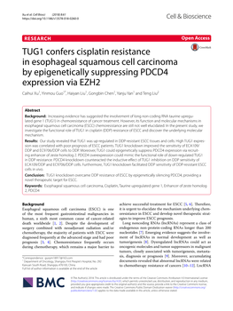 TUG1 Confers Cisplatin Resistance in Esophageal Squamous Cell