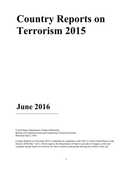 Country Reports on Terrorism 2015