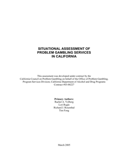 2005 California Problem Gambling Situational Assessment