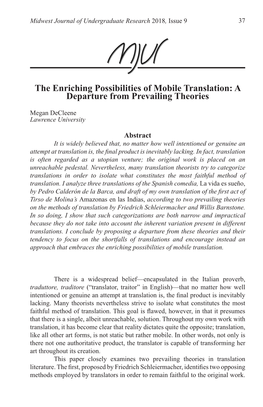 The Enriching Possibilities of Mobile Translation: a Departure from Prevailing Theories