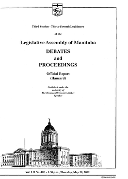 Legislative A.Ssembly of Manitoba I)EBATES